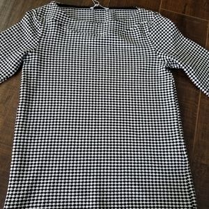 Zara Houndstooth Print 3/4 Sleeve Top Size S